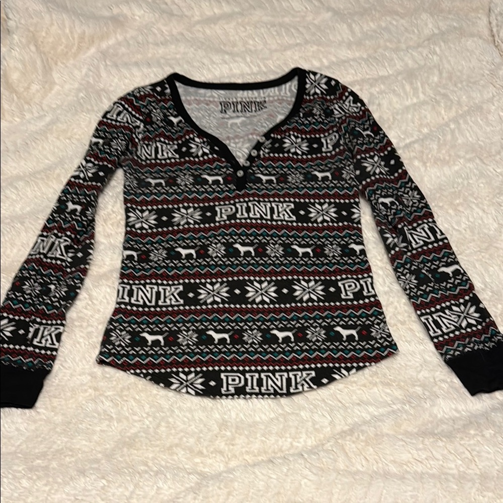 PINK Victoria's Secret Christmas Pajama Long Sleeve